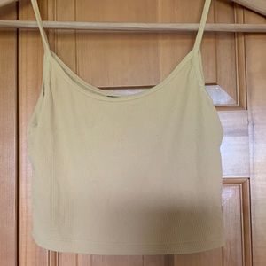 Brandy Melville Yellow Ribbed Cropped Tank Top